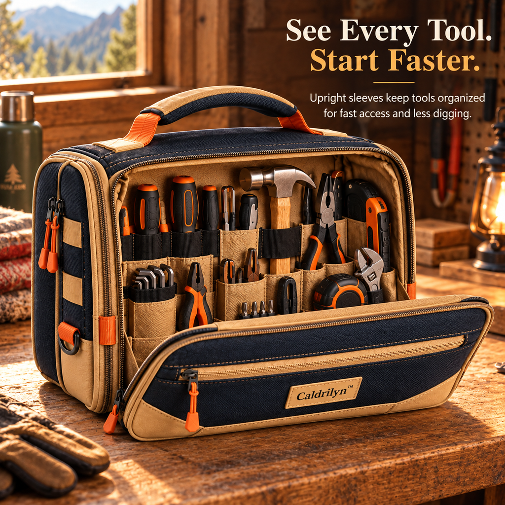 Caldrilyn™ Convertible Field Tool Organizer with Fold-Out Work Mat and Standing Caddy