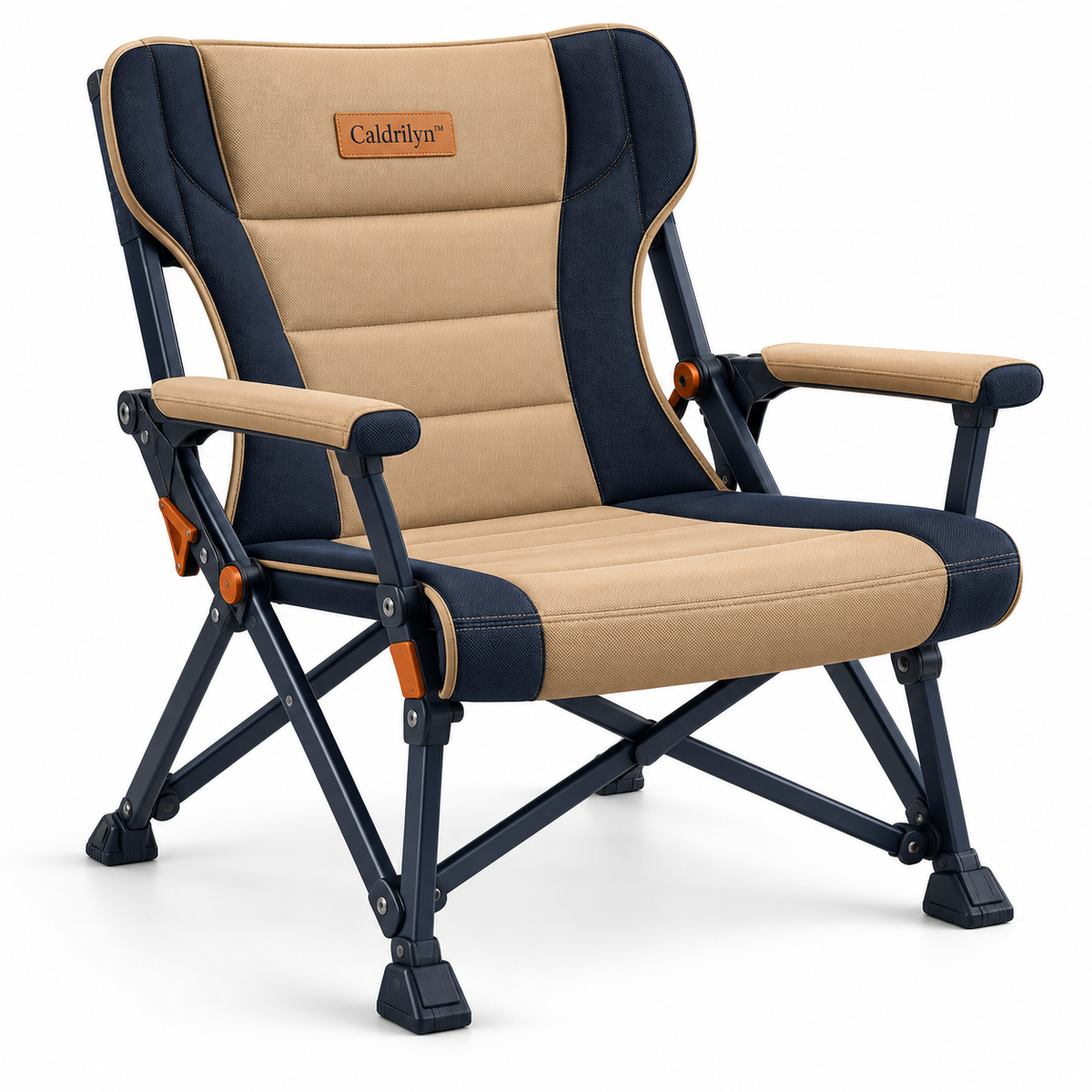 Caldrilyn™ Dual-Posture Folding Camp Chair with Adjustable Lounge Frame and Supportive Wraparound Backrest