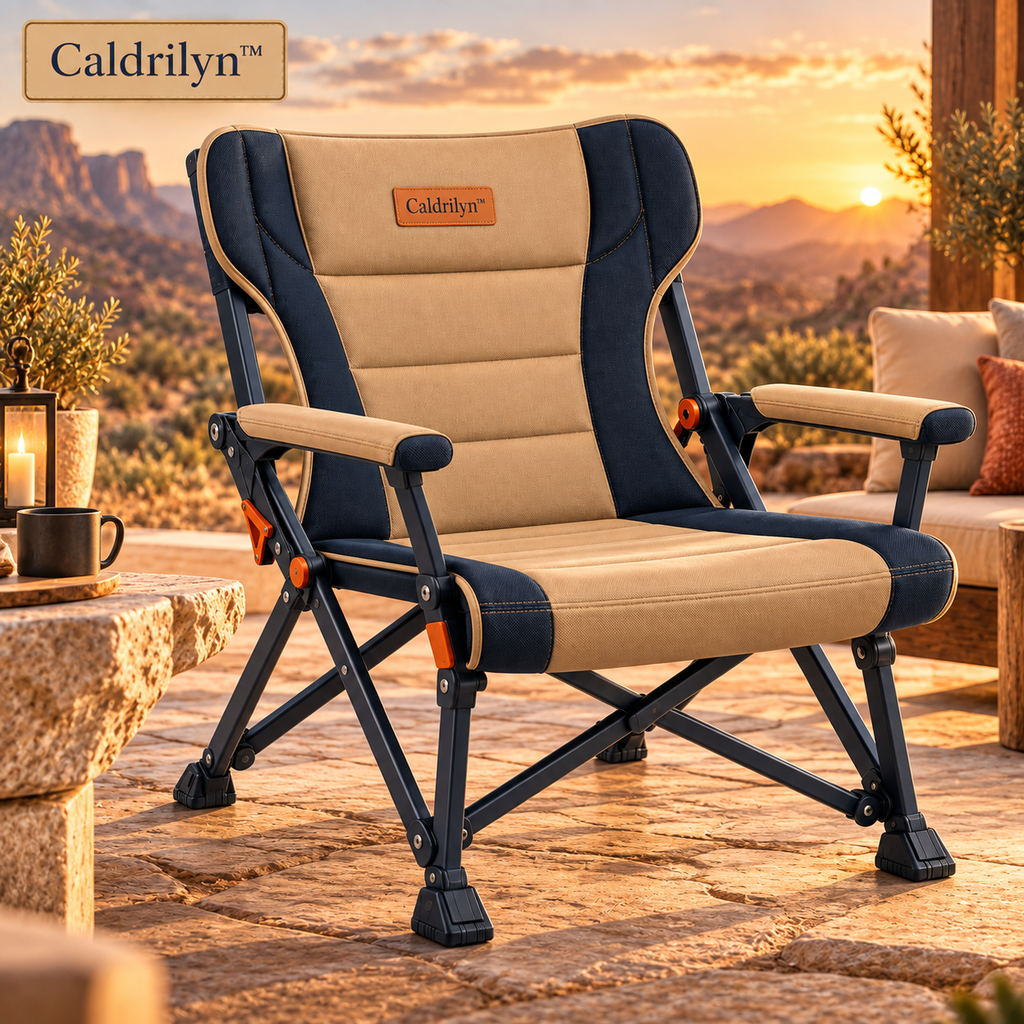Caldrilyn™ Dual-Posture Folding Camp Chair with Adjustable Lounge Frame and Supportive Wraparound Backrest