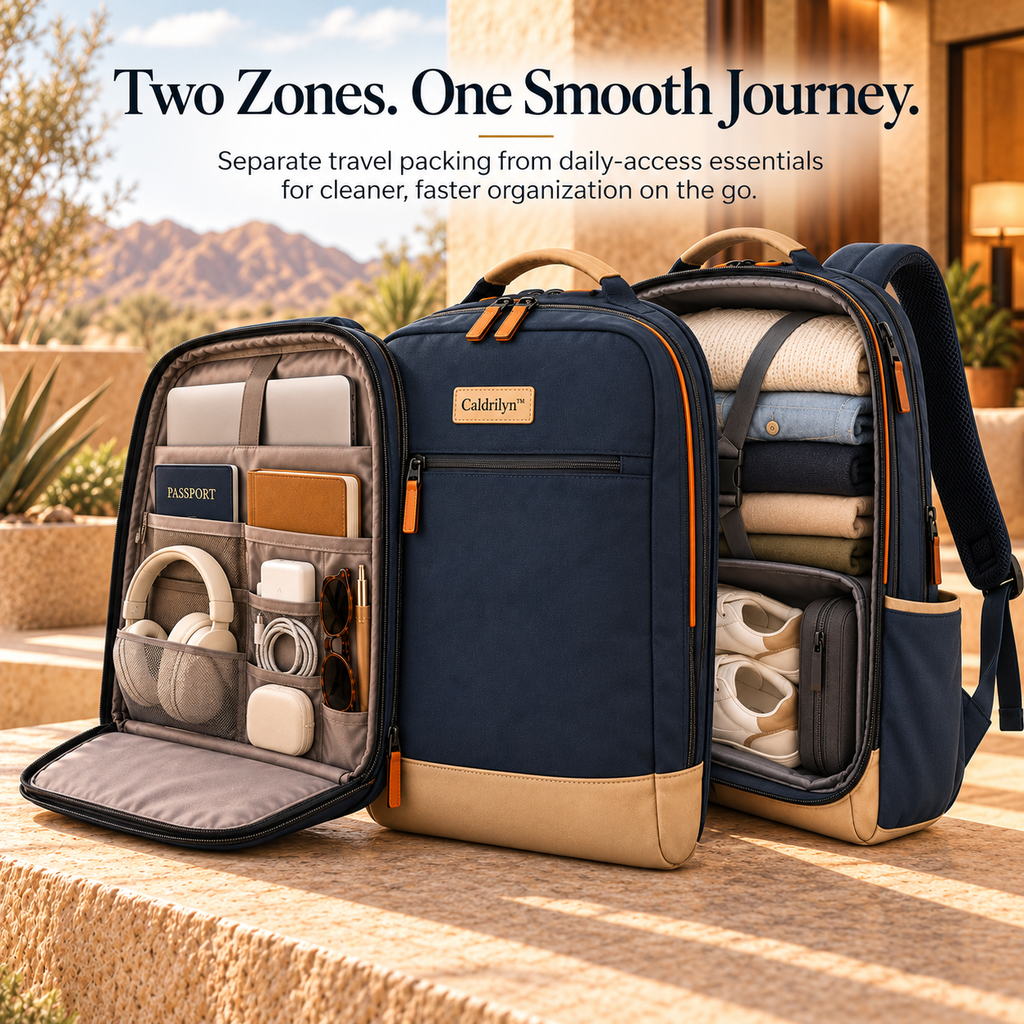 Caldrilyn™ Convertible Split-Access Travel Backpack for Work, Weekends & Everyday Carry