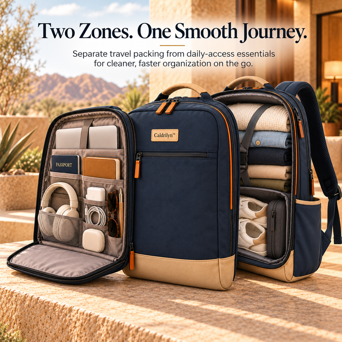 Caldrilyn™ Convertible Split-Access Travel Backpack for Work, Weekends & Everyday Carry