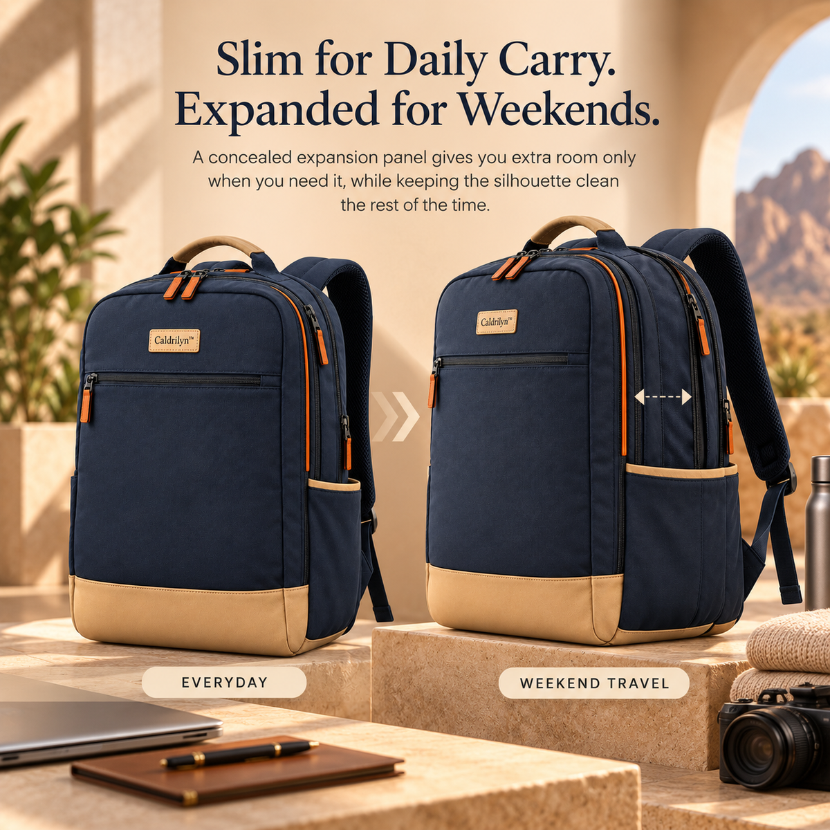 Caldrilyn™ Convertible Split-Access Travel Backpack for Work, Weekends & Everyday Carry