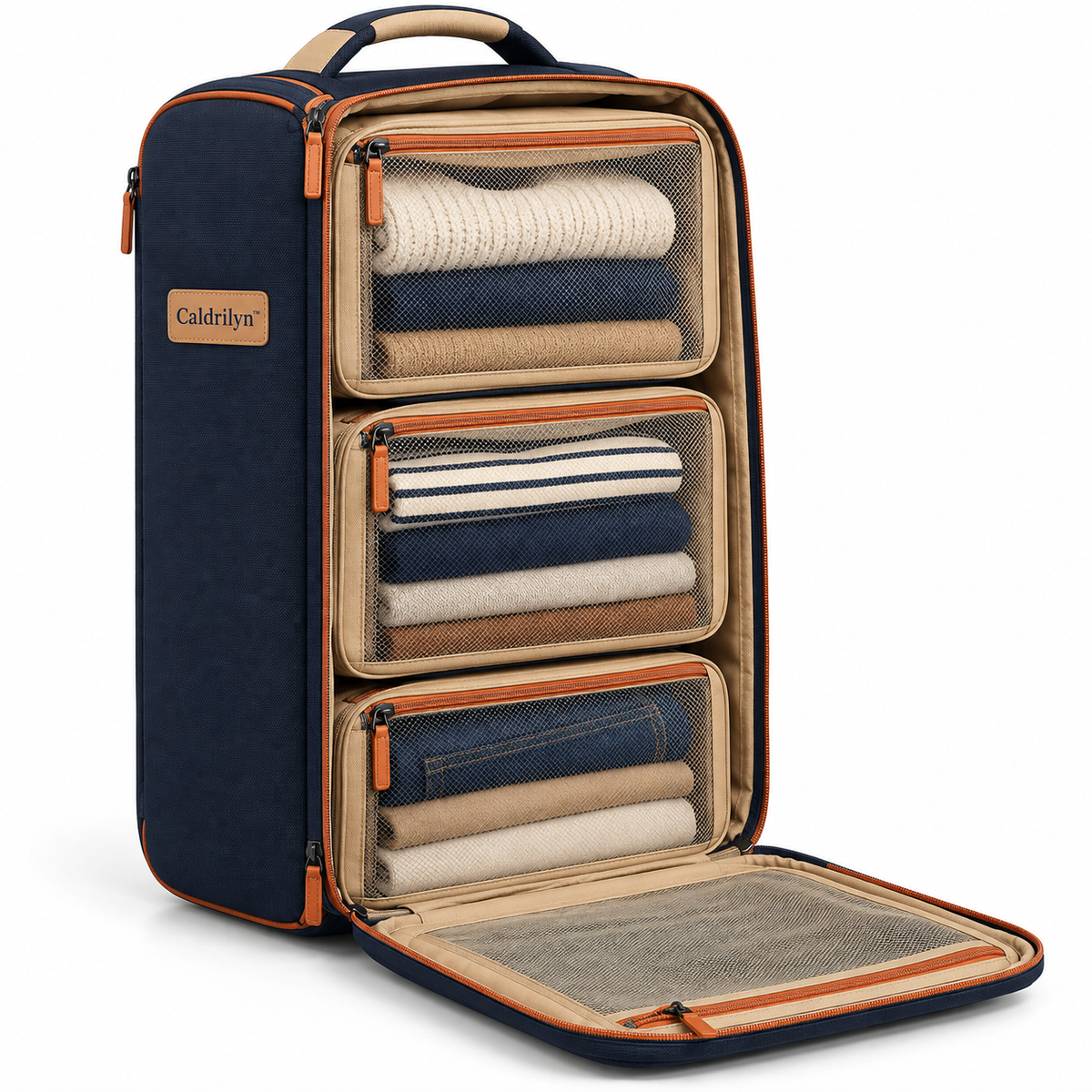 Caldrilyn™ Fold-Out Travel Wardrobe Organizer with Front-Access Compartments