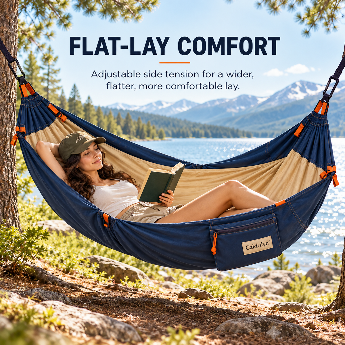 Caldrilyn™ Adjustable Flat-Lay Travel Hammock with Supportive Side Wings and Convertible Lounge Mode