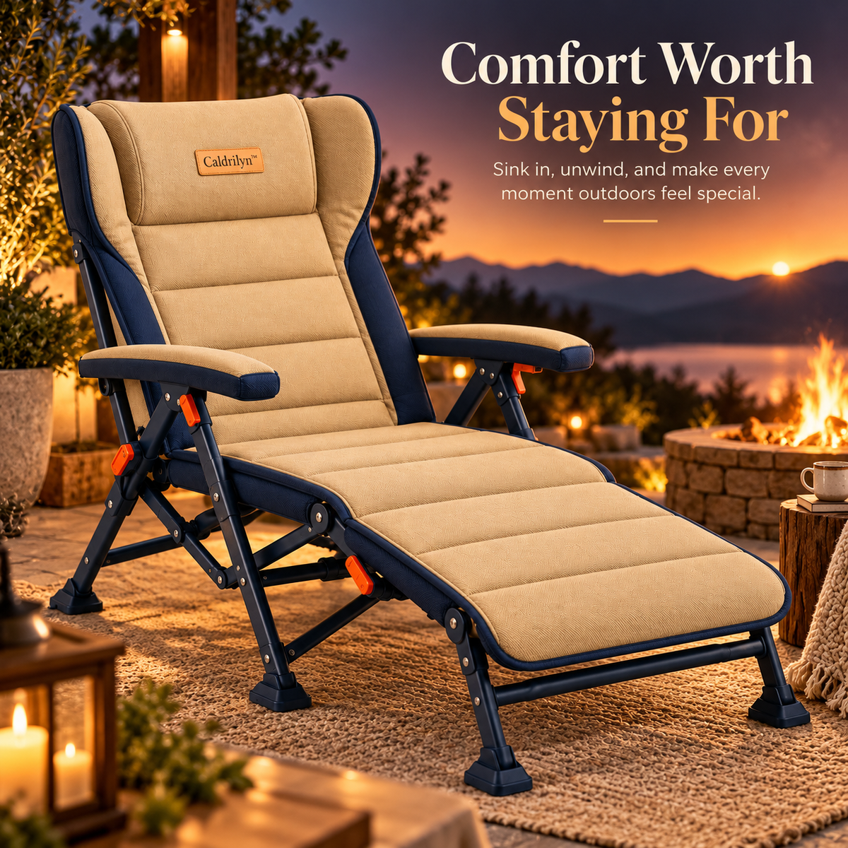 Caldrilyn™ Convertible Outdoor Chaise with Sliding Leg Deck and Adjustable Wraparound Recline