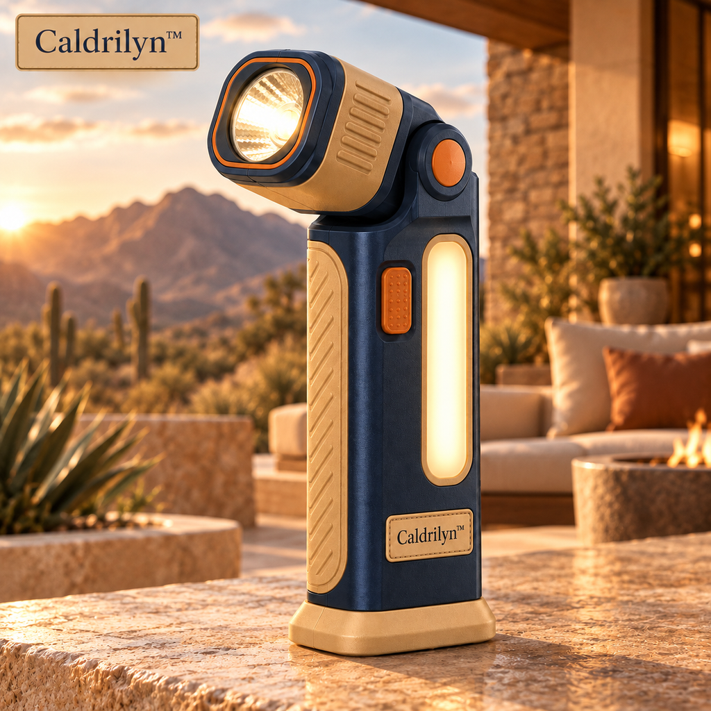 Caldrilyn™ Pivot-Head Pocket Flashlight with Side Glow and Flat-Base Stand
