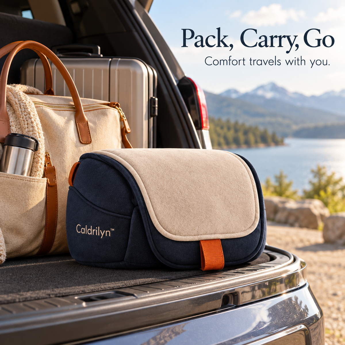 Caldrilyn™ Convertible Side-Support Travel Pillow with Shoulder Cradle and Fold-Flat Lumbar Mode