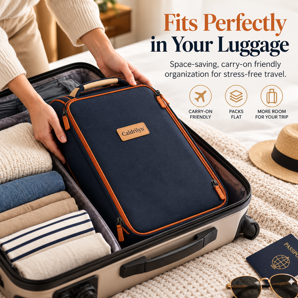 Caldrilyn™ Fold-Out Travel Wardrobe Organizer with Front-Access Compartments