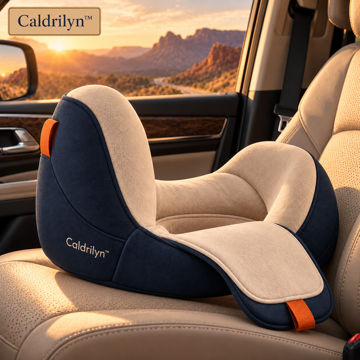 Caldrilyn™ Convertible Side-Support Travel Pillow with Shoulder Cradle and Fold-Flat Lumbar Mode