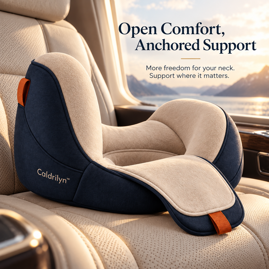 Caldrilyn™ Convertible Side-Support Travel Pillow with Shoulder Cradle and Fold-Flat Lumbar Mode