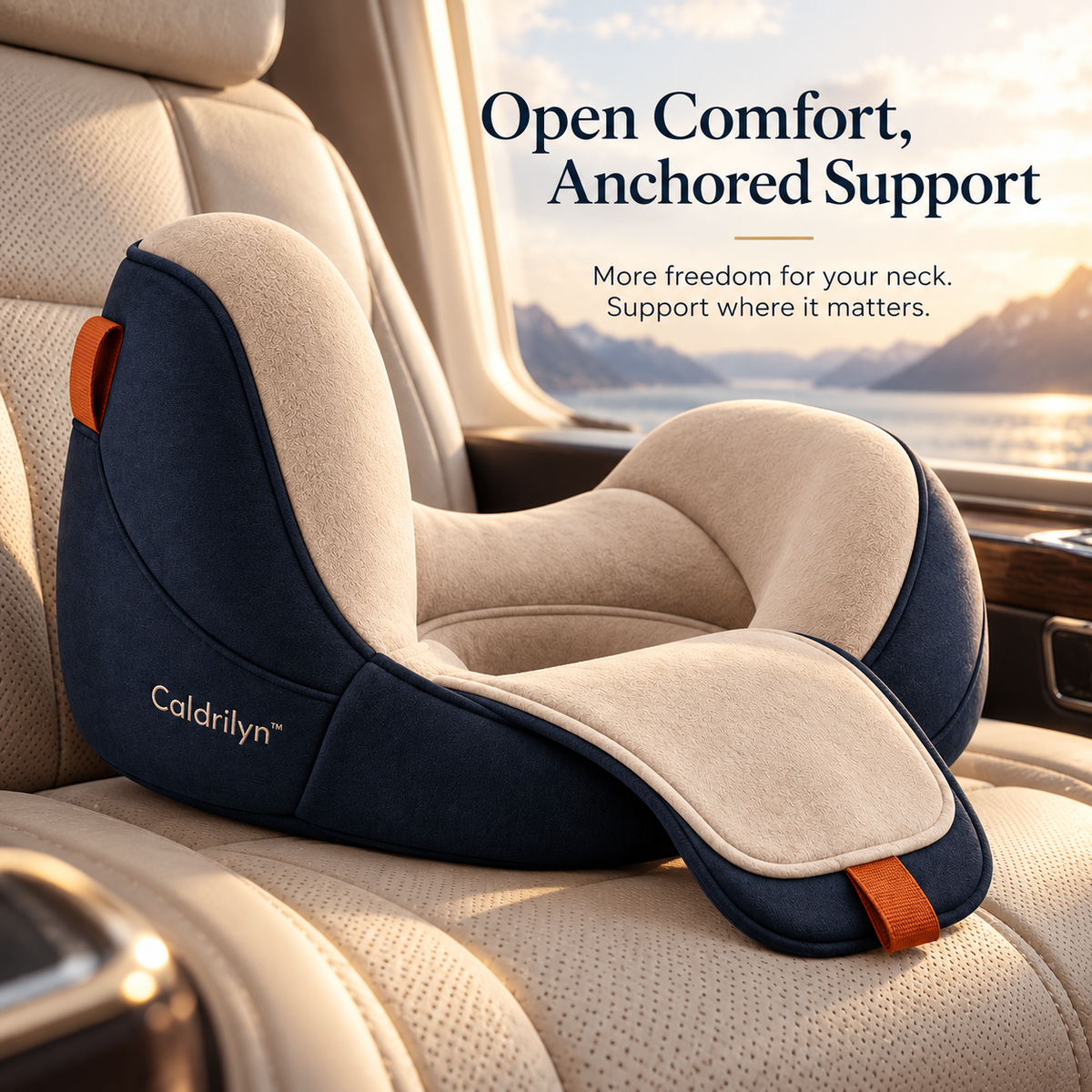 Caldrilyn™ Convertible Side-Support Travel Pillow with Shoulder Cradle and Fold-Flat Lumbar Mode