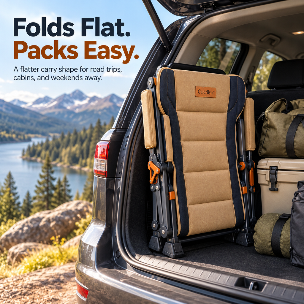 Caldrilyn™ Dual-Posture Folding Camp Chair with Adjustable Lounge Frame and Supportive Wraparound Backrest