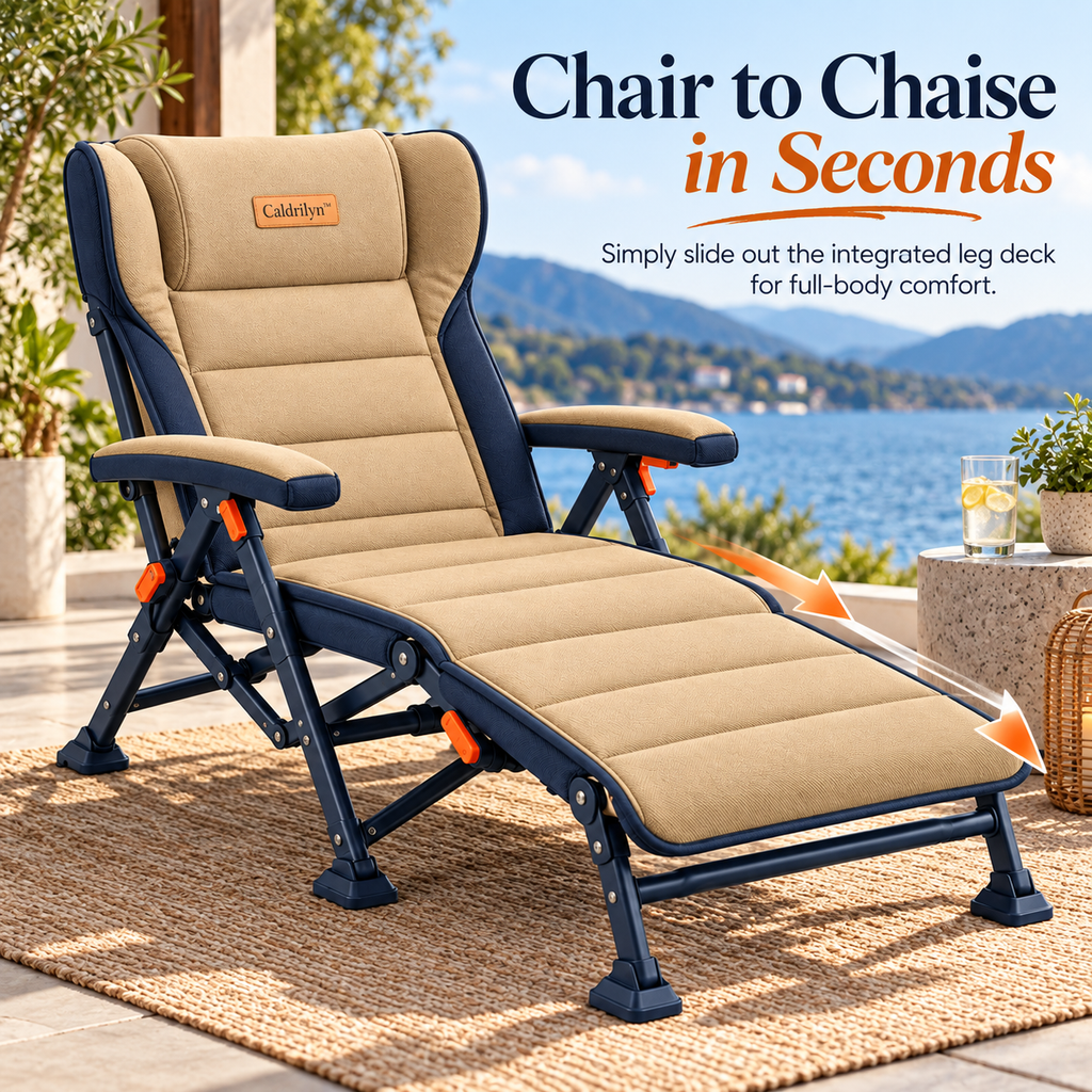 Caldrilyn™ Convertible Outdoor Chaise with Sliding Leg Deck and Adjustable Wraparound Recline