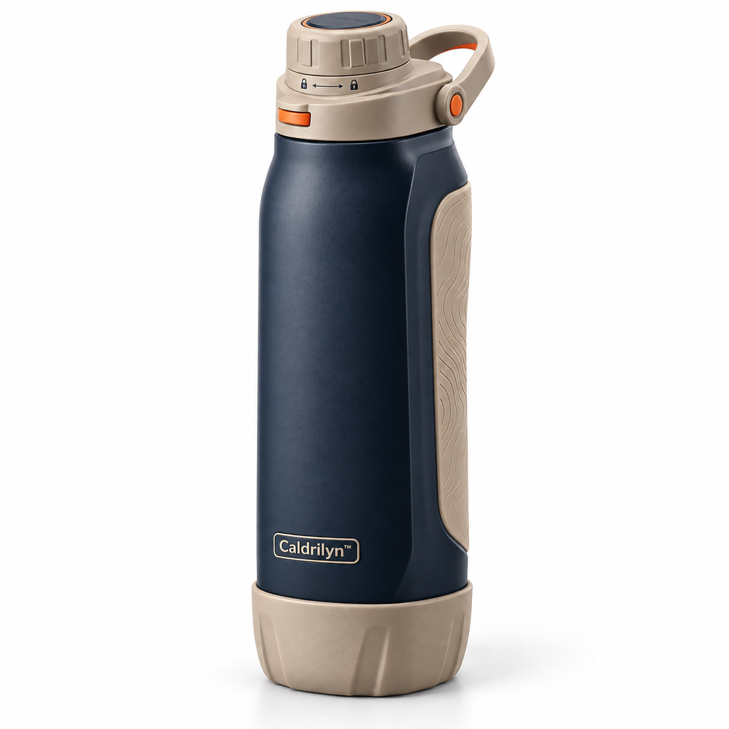 Caldrilyn™ Dual-Mode Trail & Table Water Bottle with Flat-Back Grip and Convertible Base Cup