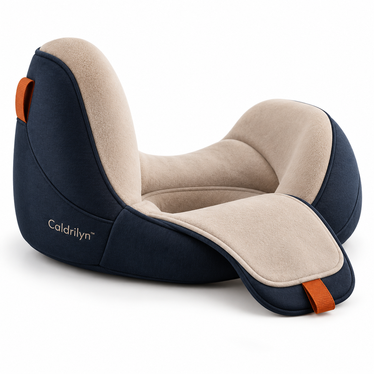 Caldrilyn™ Convertible Side-Support Travel Pillow with Shoulder Cradle and Fold-Flat Lumbar Mode